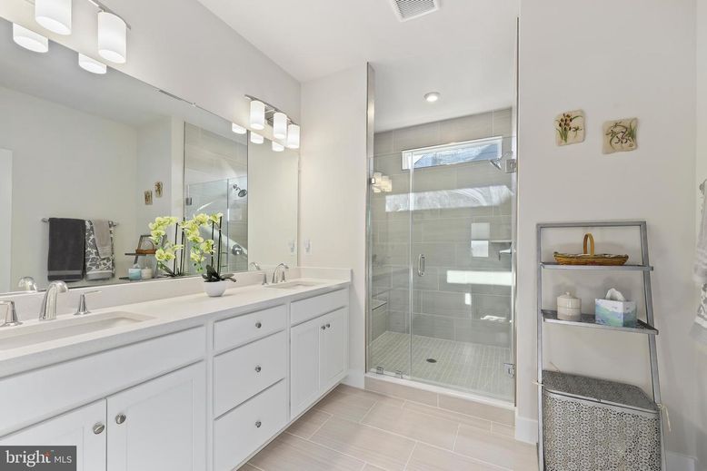 Bathroom, Dual Sink Vanities, Glass Shower, Interior, Recessed Lighting