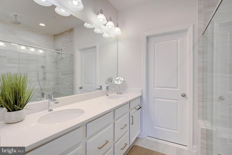 Bathroom, Dual Sink Vanities, Glass Shower, Interior, Recessed Lighting