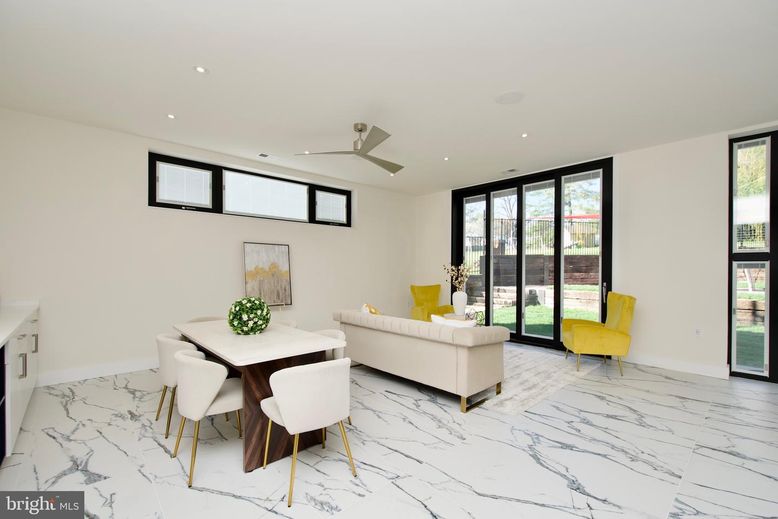 Dining room, Interior, Living room, Marble, Recessed Lighting