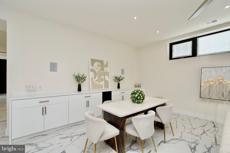 Dining room, Interior, Marble, Recessed Lighting