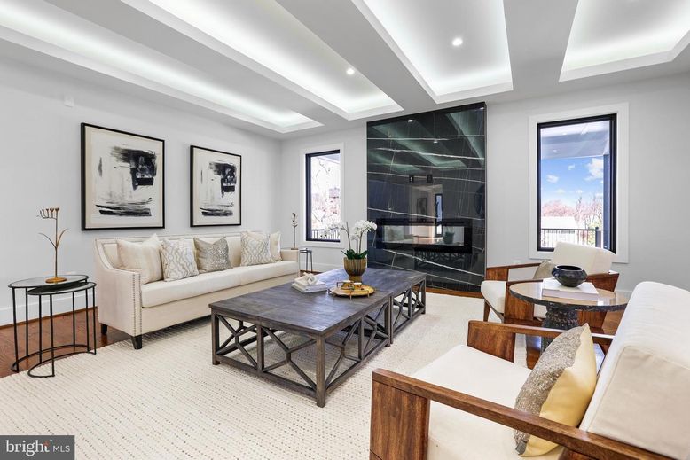 Dining room, Fireplace, Interior, Living room, Recessed Lighting