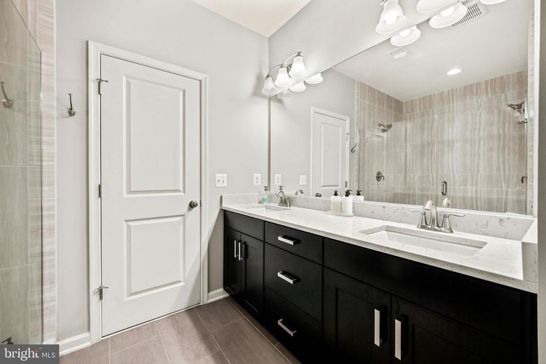 Bathroom, Dual Sink Vanities, Glass Shower, Interior, Recessed Lighting