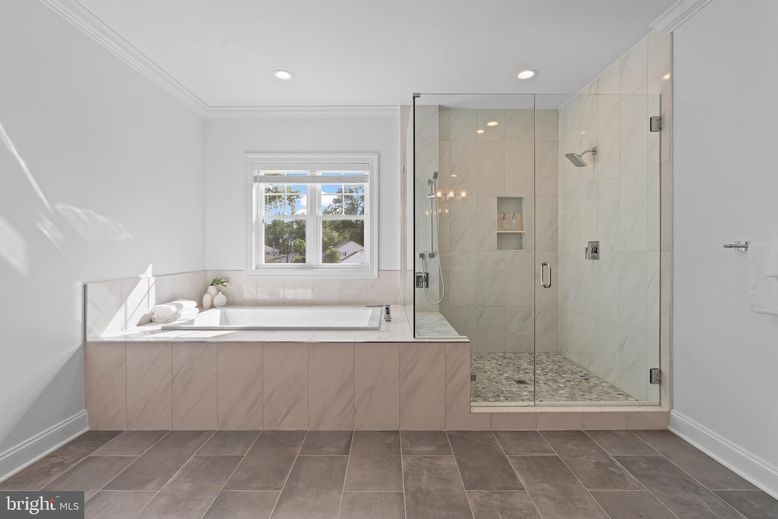 Bathroom, Glass Shower, Interior, Marble Walls, Recessed Lighting