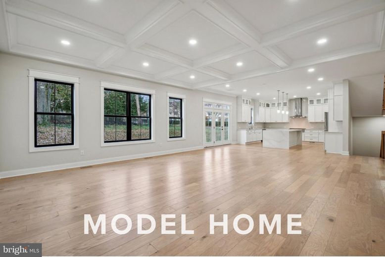 Empty room, Interior, Kitchen, Pendant Lights, Recessed Lighting, Wood Texture Flooring