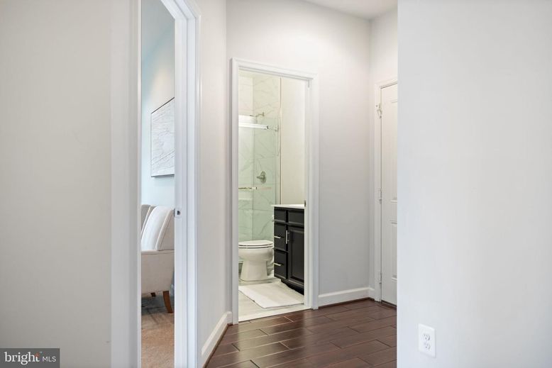 Bathroom, Interior, Marble Walls, Wood Texture Flooring