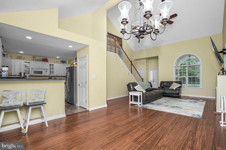 Chandelier, Interior, Kitchen, Recessed Lighting, Wood Texture Flooring