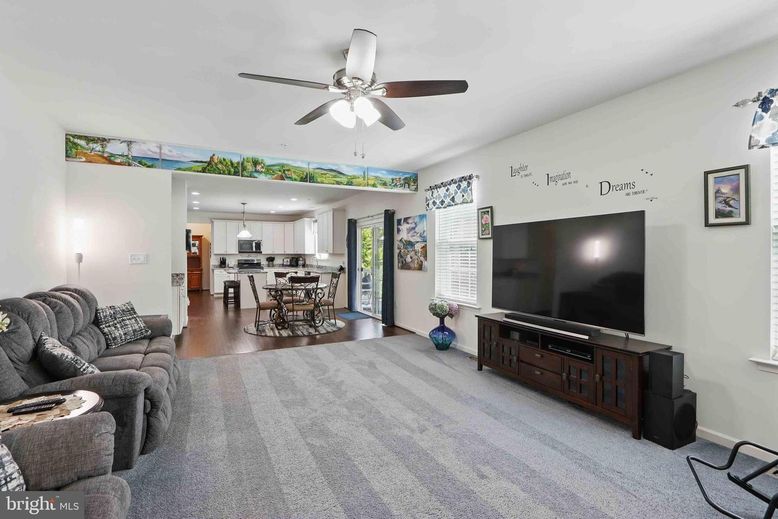 Dining room, Interior, Kitchen, Living room, Recessed Lighting, Stainless Steel Appliances, Wood Texture Flooring