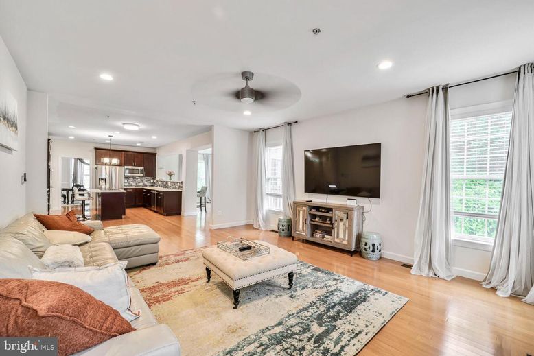 Interior, Kitchen, Living room, Recessed Lighting, Stainless Steel Appliances, Wood Texture Flooring