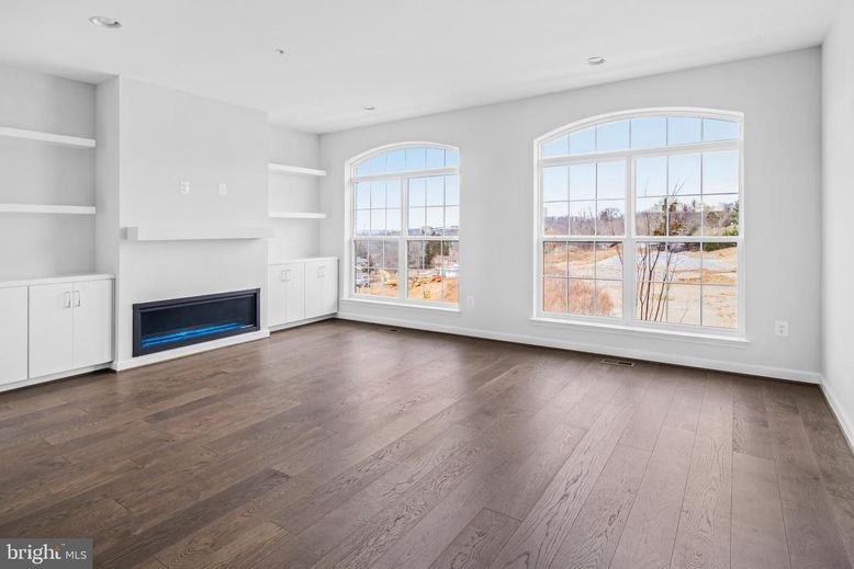 Empty room, Fireplace, Interior, Recessed Lighting, Wood Texture Flooring