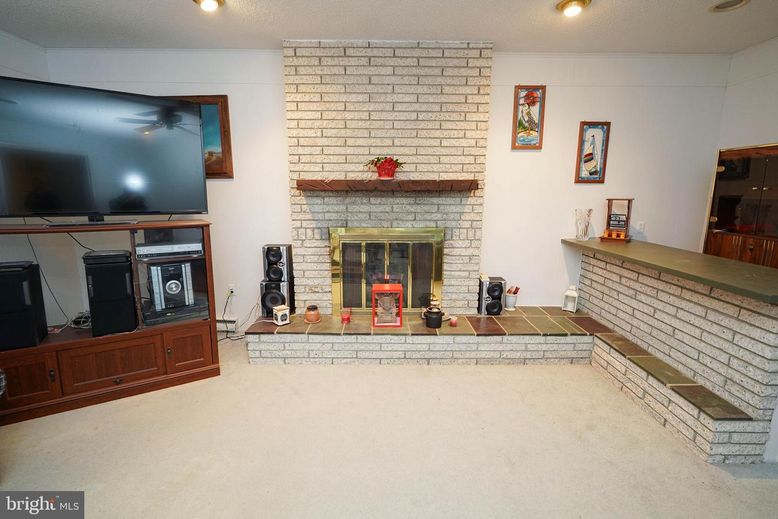 Fireplace, Interior, Recessed Lighting, Stone Walls
