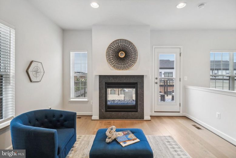 Fireplace, Interior, Recessed Lighting, Wood Texture Flooring
