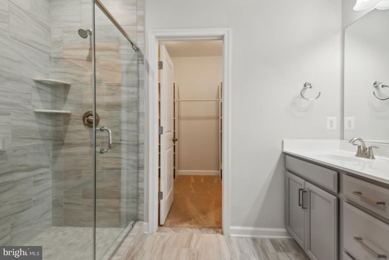 Bathroom, Glass Shower, Interior, Wood Texture Flooring