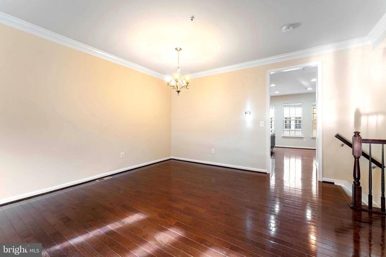 Chandelier, Empty room, Interior, Recessed Lighting, Wood Texture Flooring