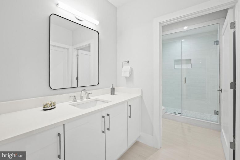 Bathroom, Dual Sink Vanities, Glass Shower, Interior, Recessed Lighting