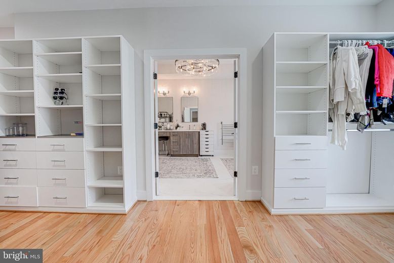 Bathroom, Dual Sink Vanities, Interior, Walk-in Closets, Wood Texture Flooring
