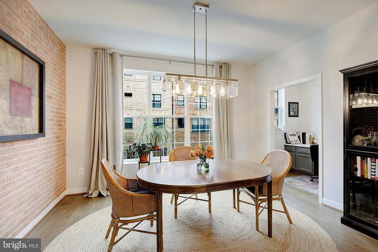 Dining room, Interior, Pendant Lights, Stone Walls, Wood Texture Flooring