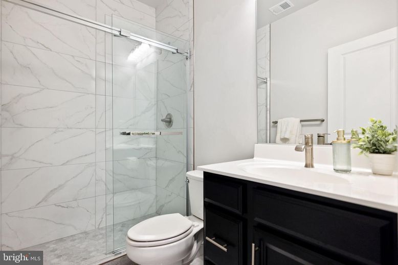 Bathroom, Glass Shower, Interior, Marble Walls