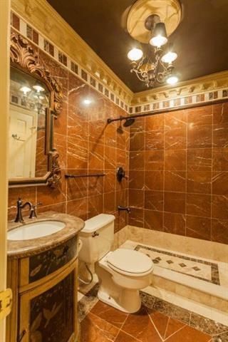 Bathroom, Chandelier, Interior, Recessed Lighting