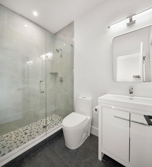 Bathroom, Glass Shower, Interior, Recessed Lighting