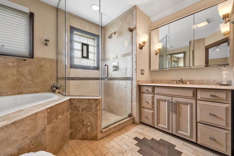 Bathroom, Glass Shower, Interior, Recessed Lighting