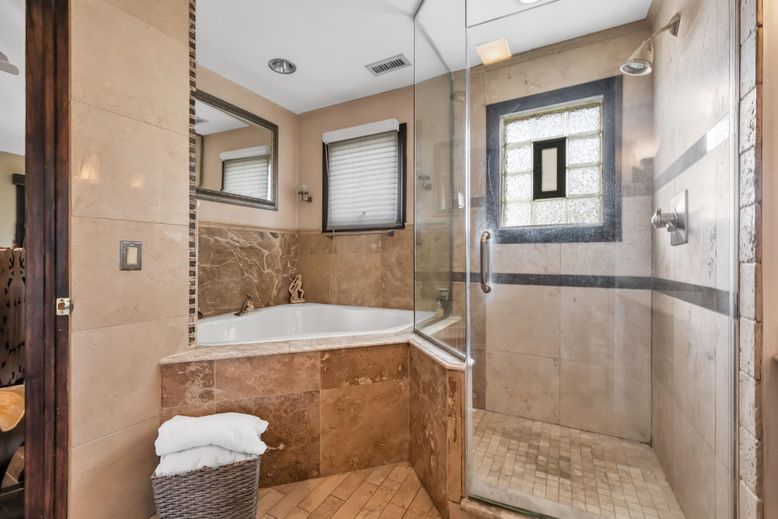 Bathroom, Glass Shower, Interior, Recessed Lighting
