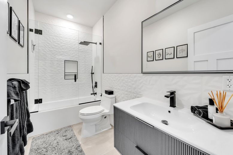 Bathroom, Glass Shower, Interior, Recessed Lighting