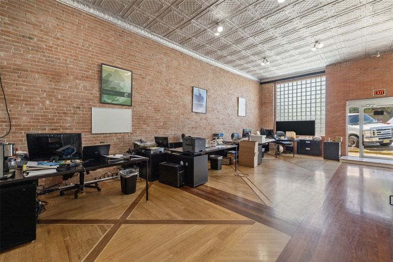 Home Office, Interior, Stone Walls, Wood Texture Flooring