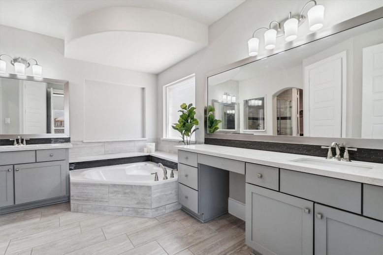 Bathroom, Dual Sink Vanities, Interior, Wood Texture Flooring