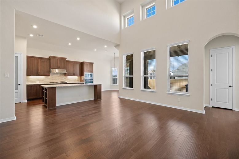 Interior, Kitchen, Pendant Lights, Recessed Lighting, Wood Texture Flooring