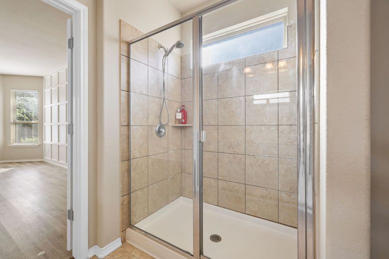 Bathroom, Glass Shower, Interior, Wood Texture Flooring