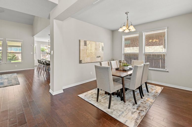 Chandelier, Dining room, Interior, Pendant Lights, Wood Texture Flooring