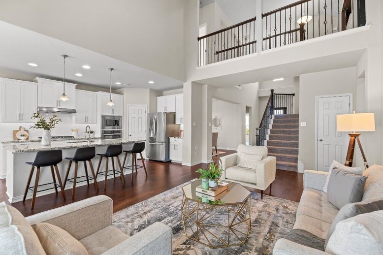 Interior, Kitchen, Living room, Pendant Lights, Recessed Lighting, Stainless Steel Appliances, Wood Texture Flooring