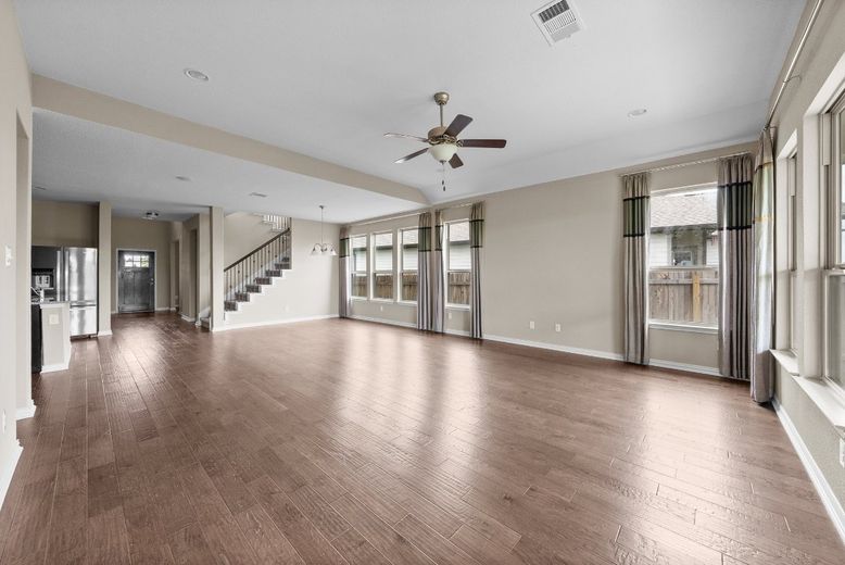 Empty room, Interior, Stainless Steel Appliances, Wood Texture Flooring