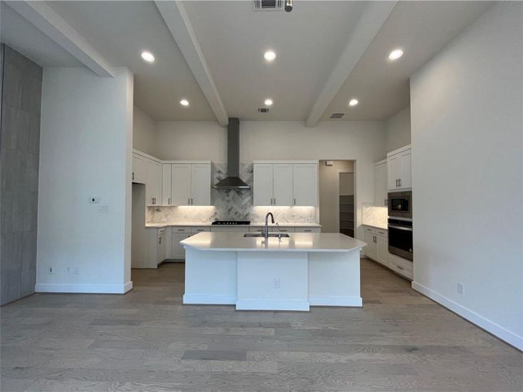 Interior, Kitchen, Recessed Lighting, Wood Texture Flooring
