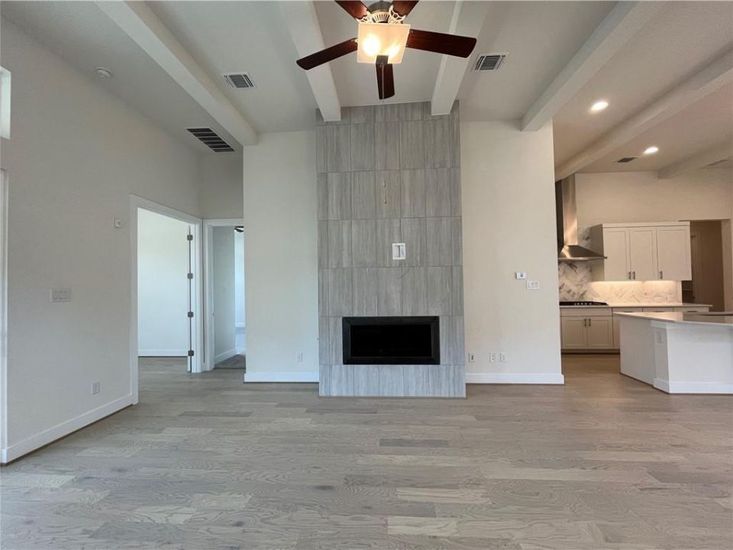 Interior, Kitchen, Recessed Lighting, Wood Texture Flooring