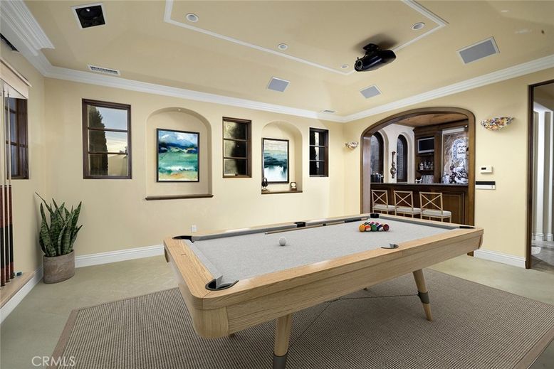 Billiard Table, Game Room, Interior, Recessed Lighting