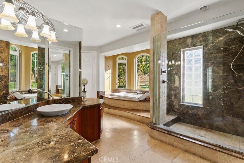Bathroom, Dual Sink Vanities, Glass Shower, Interior, Recessed Lighting