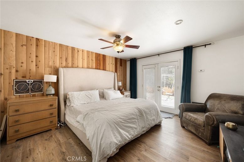 Bedroom, Interior, Recessed Lighting, Wood Texture Flooring, Wooden Walls