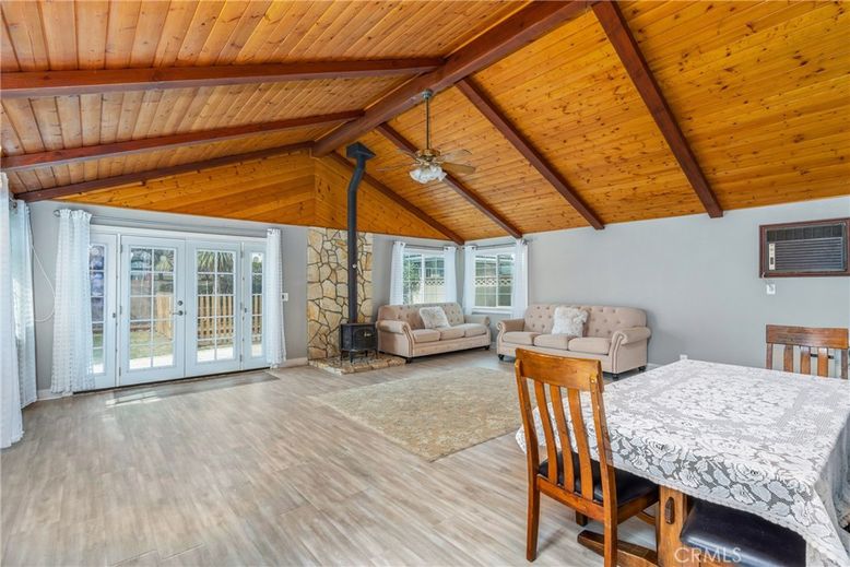 Dining room, Fireplace, Interior, Living room, Wooden Beams, Wooden Ceilings, Wood Texture Flooring