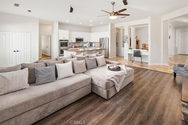 Interior, Kitchen, Living room, Recessed Lighting, Stainless Steel Appliances, Wood Texture Flooring