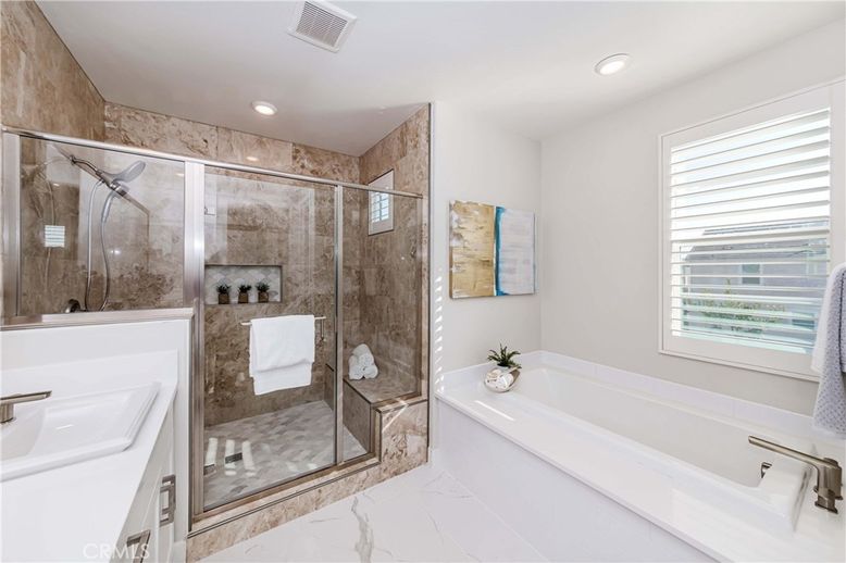 Bathroom, Glass Shower, Interior, Marble, Recessed Lighting