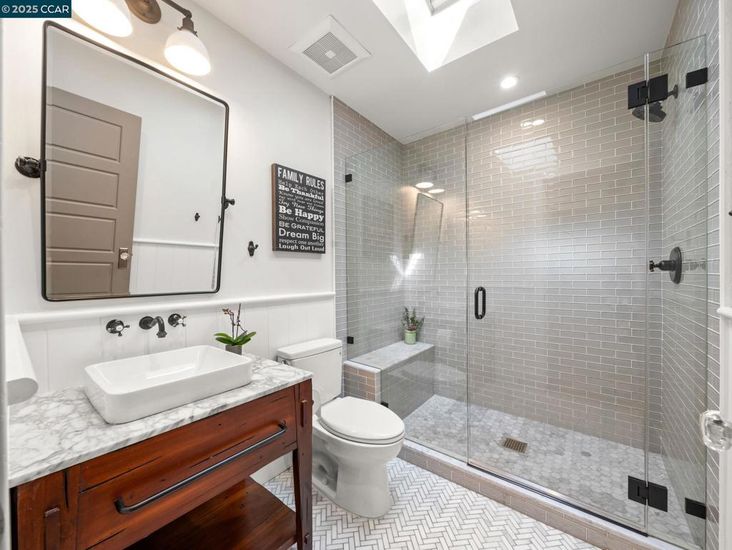 Bathroom, Glass Shower, Interior, Recessed Lighting