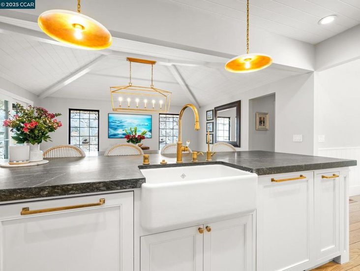 Interior, Kitchen, Pendant Lights, Recessed Lighting, Wood Texture Flooring