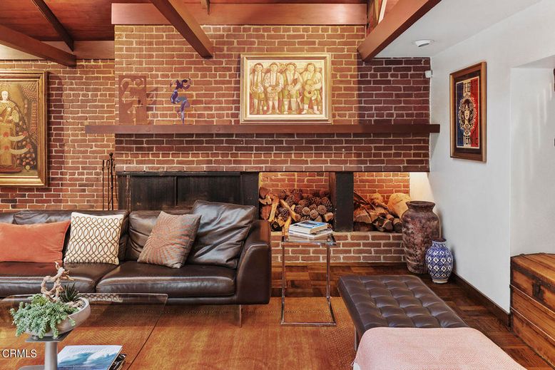 Fireplace, Interior, Living room, Stone Walls, Wood Texture Flooring