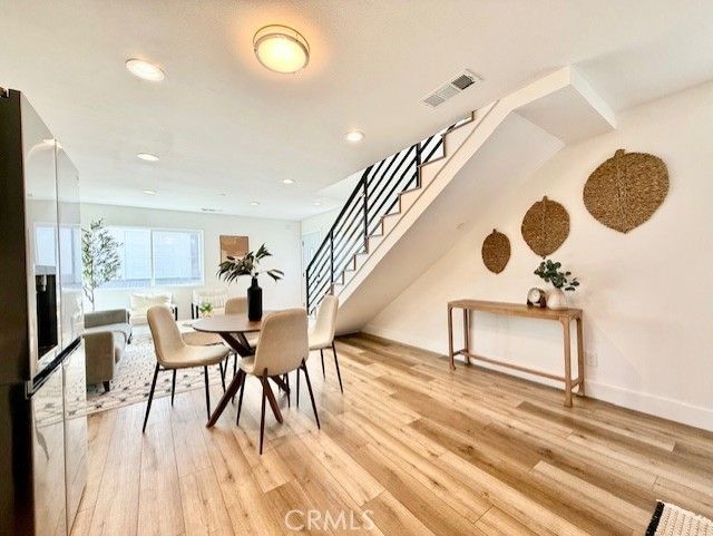 Dining room, Interior, Recessed Lighting, Wood Texture Flooring