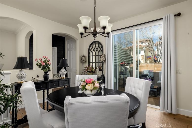 Chandelier, Dining room, Interior, Wood Texture Flooring