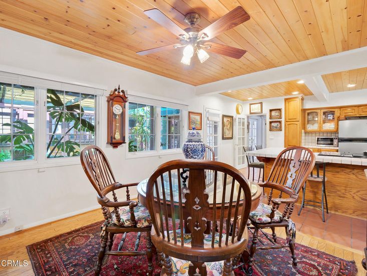 Interior, Kitchen, Recessed Lighting, Stainless Steel Appliances, Wooden Ceilings, Wood Texture Flooring