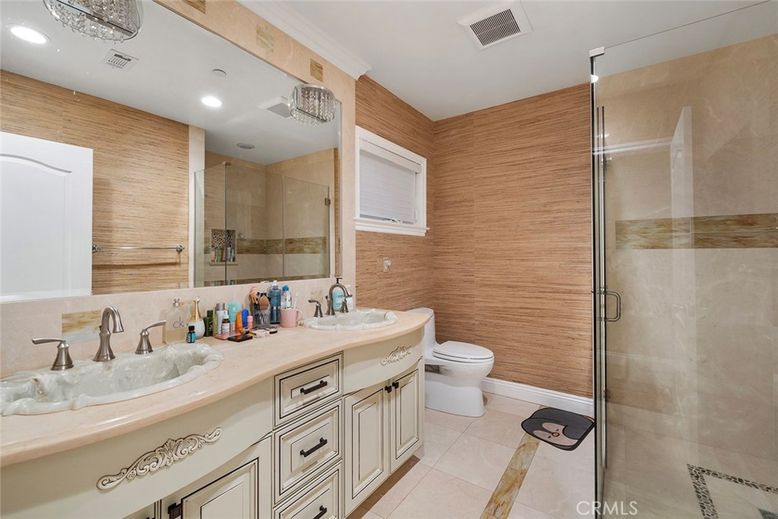 Bathroom, Dual Sink Vanities, Glass Shower, Interior, Recessed Lighting