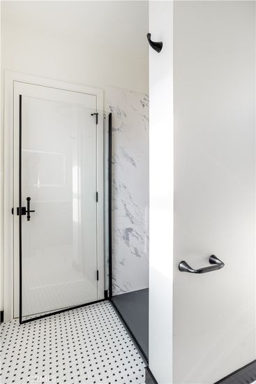 Bathroom, Glass Shower, Interior, Marble Walls