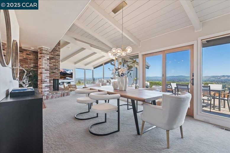 Dining room, Interior, Pendant Lights, Stone Walls